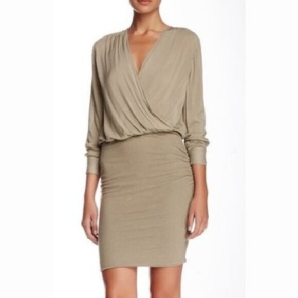James Perse Tan Faux Wrap Dress 26093 - Picture 1 of 7